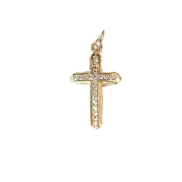 Gold Large CZ Cross Charm