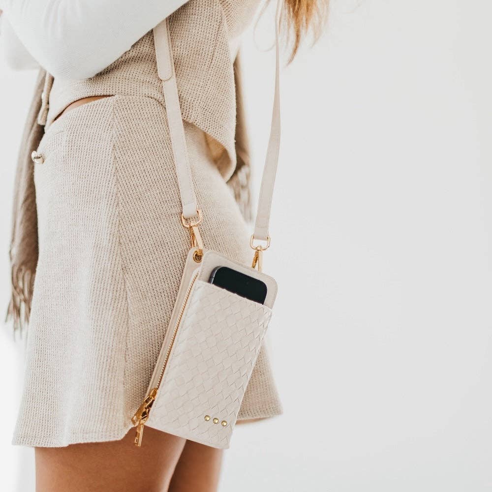 Cream - Woven Double Duty Phone Bag