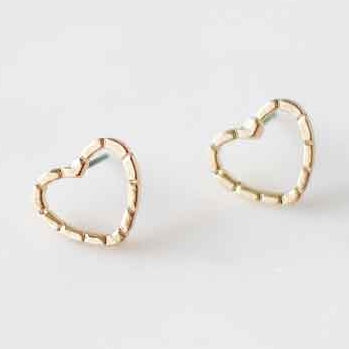 Amour Gold Heart Post Earrings