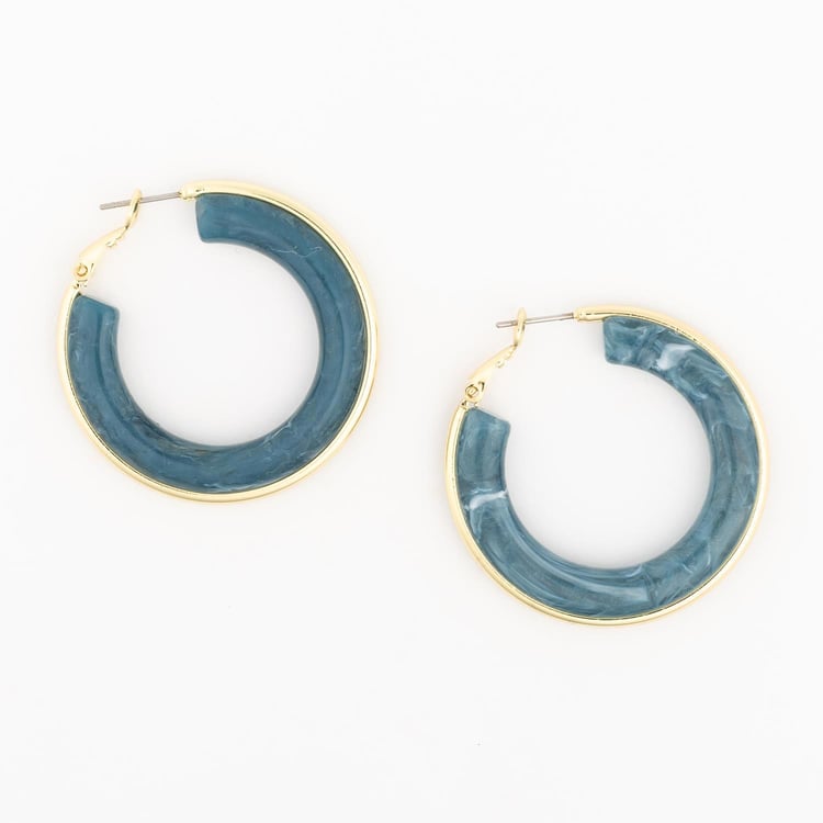 Marbled teal resin hoop earrings