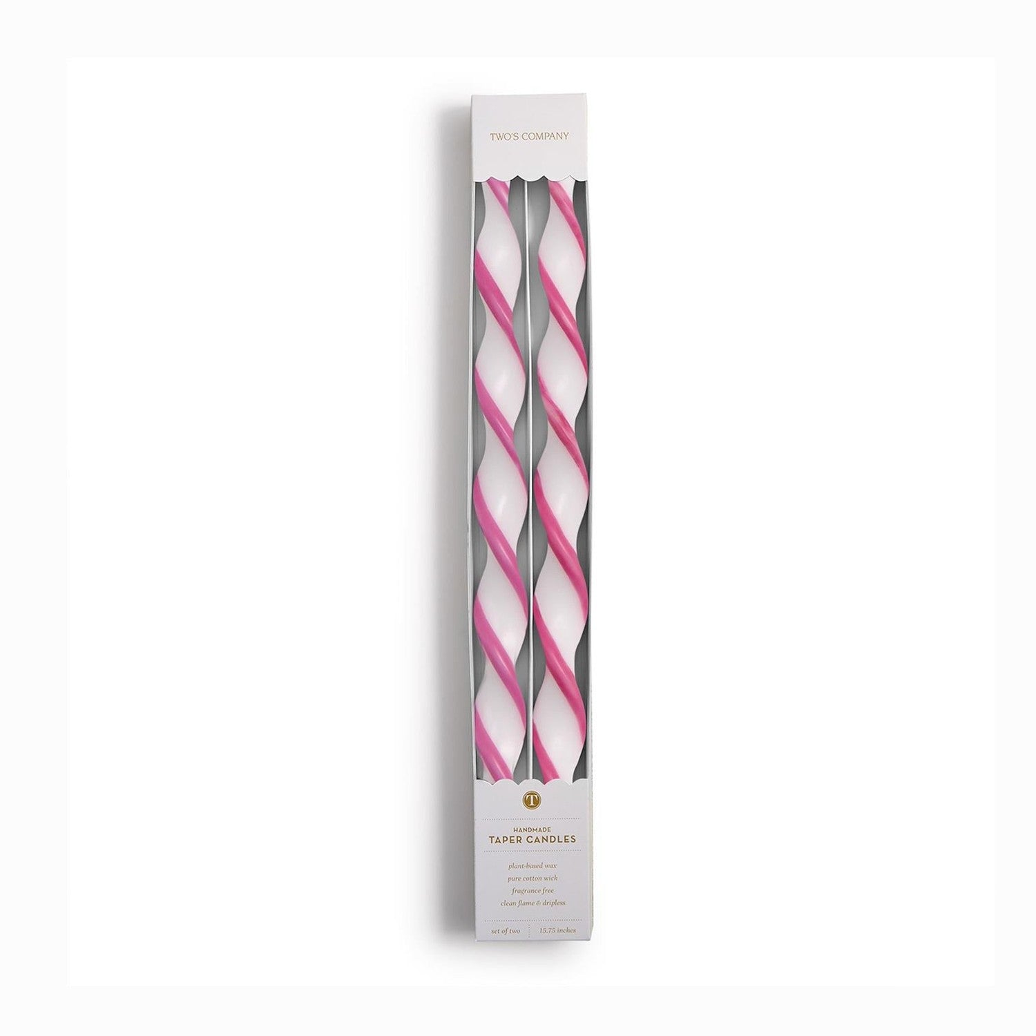Pink Twist and Glow Set of 2 Taper Candles
