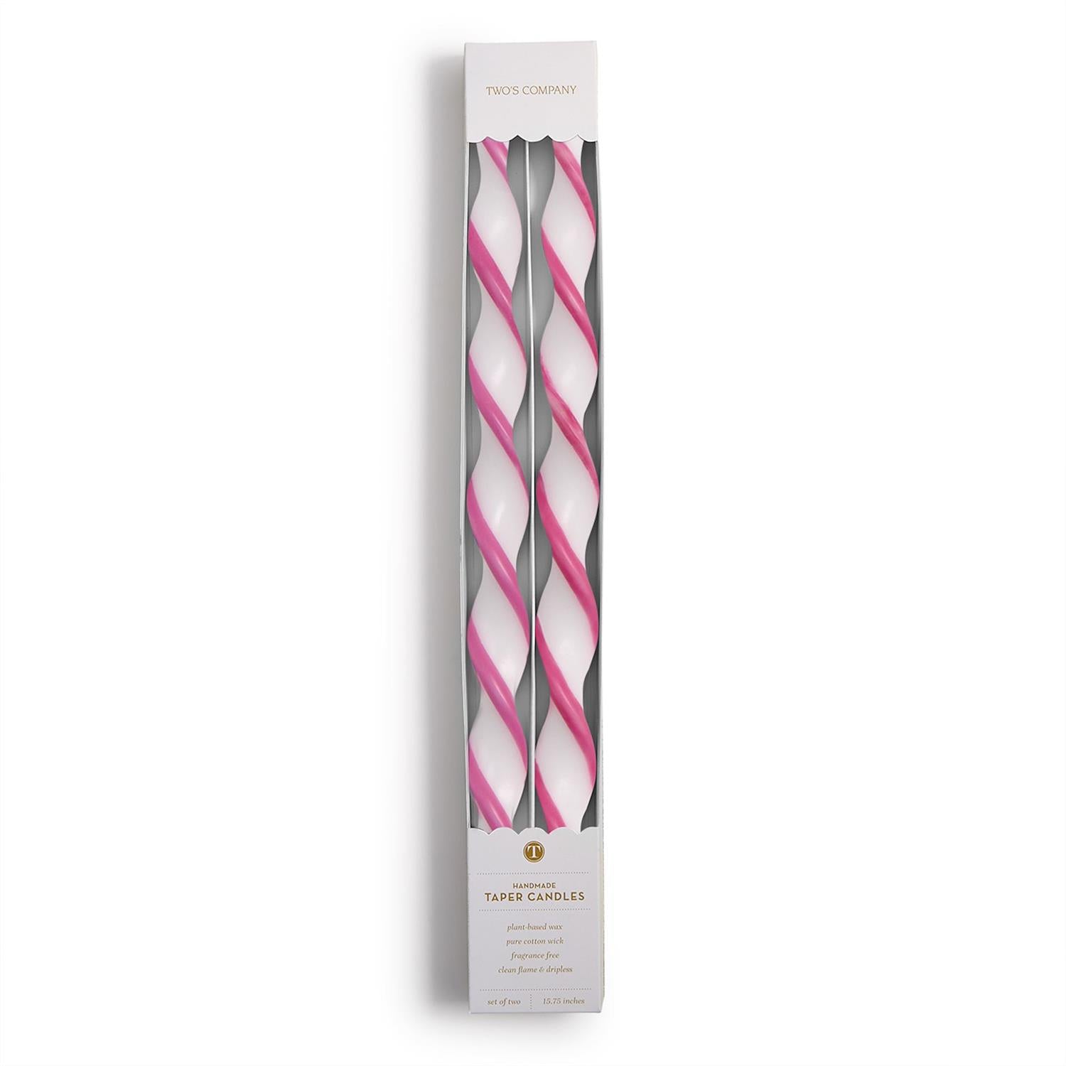 Pink Twist and Glow Set of 2 Taper Candles
