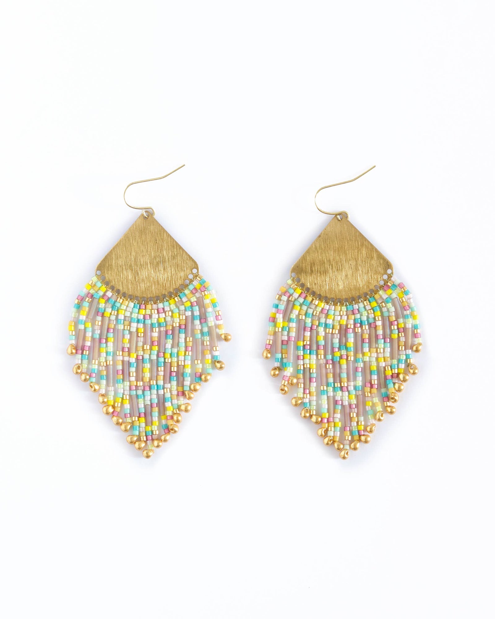 Yellow/Aqua - Confetti Fringe Earrings