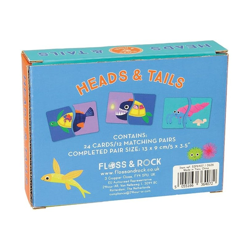 Back of the Heads and Tails ocean card game box