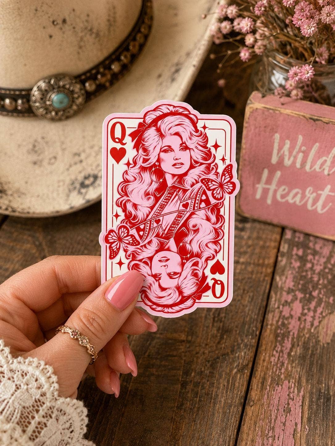 Queen of Hearts Dolly Parton Vinyl Sticker