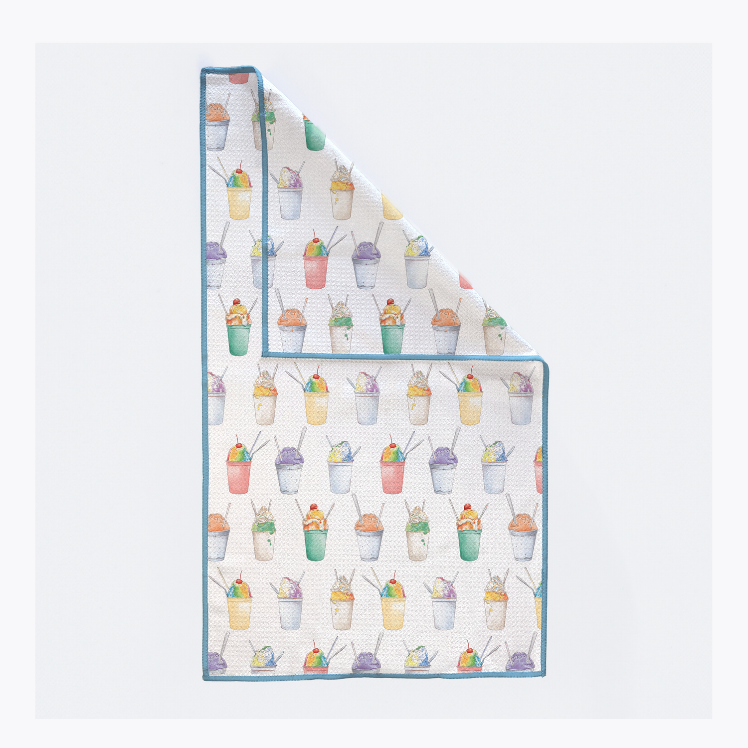 Quilt with colorful ice cream pattern on a light gray background