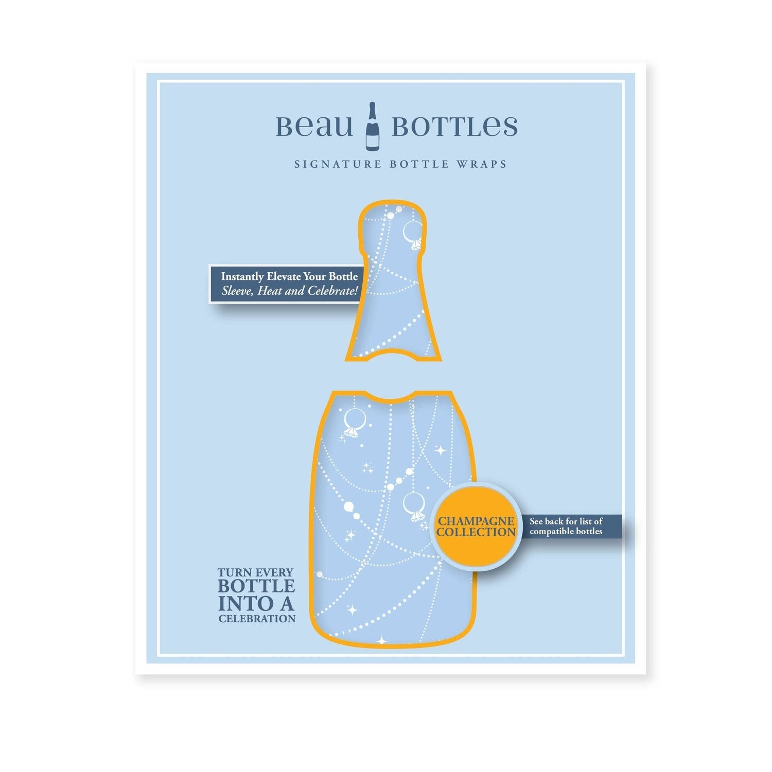 Beau Bottles bottle wrap packaging on a light blue background