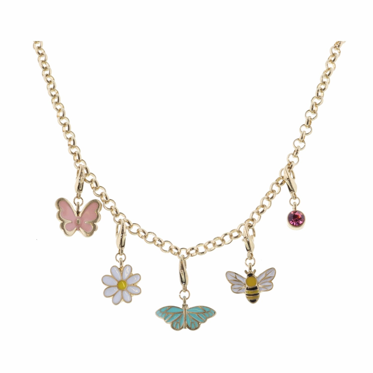 Kids 14" Bee and Removable Charms Necklace, 3" Ext.