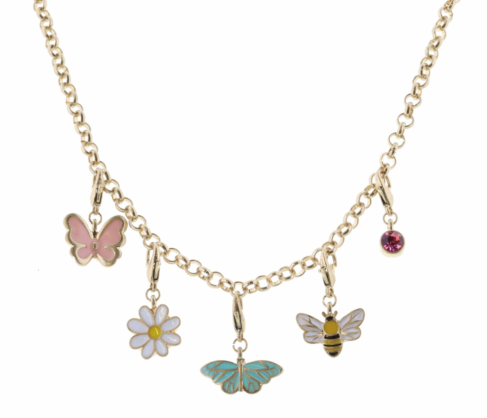 Kids 14" Bee and Removable Charms Necklace, 3" Ext.