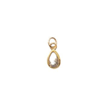 Gold CZ Waterdrop / Teardrop Charm