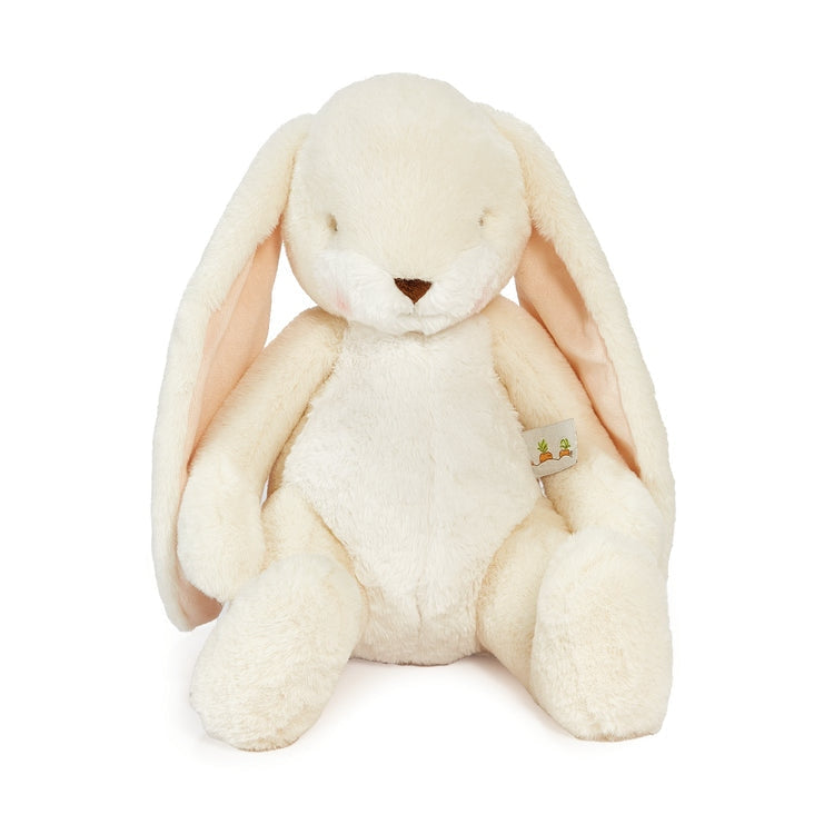 A 16-inch plush cream-colored bunny toy with long ears, designed for cuddling.