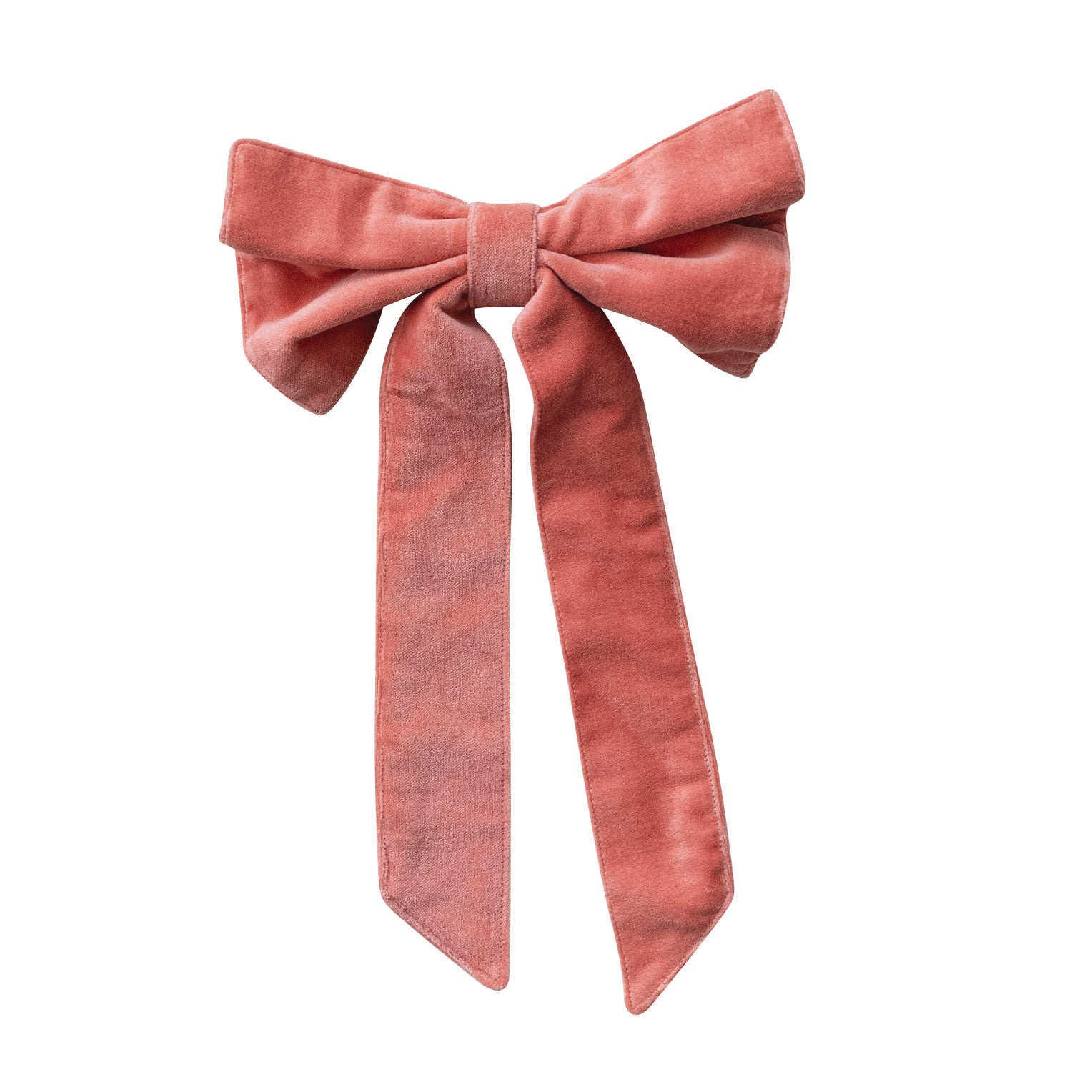 Velvet Clip-on Bow - Coral