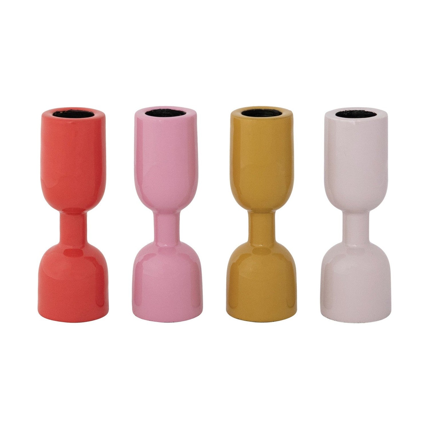 Four colorful ceramic vases on a white background