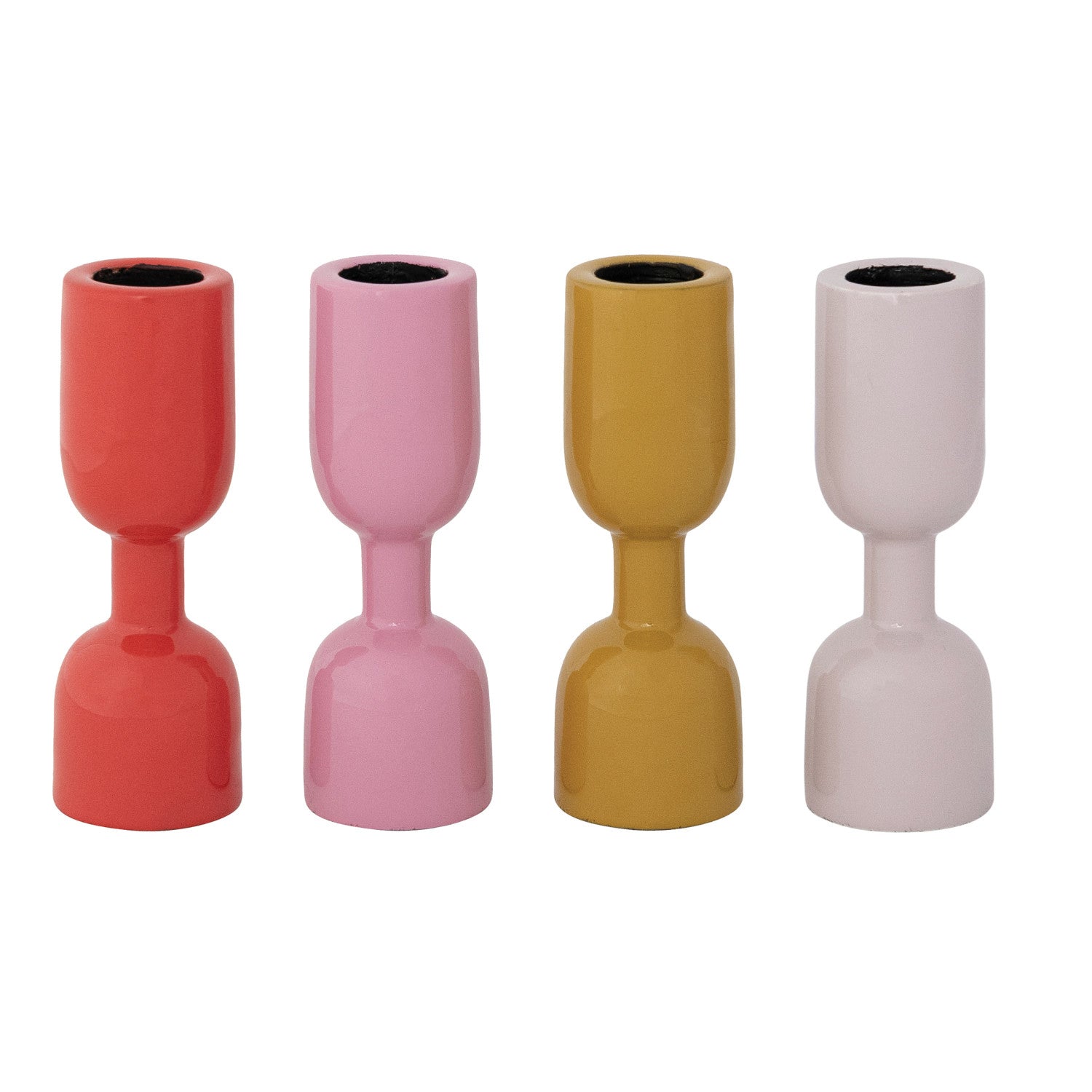 Four colorful ceramic vases on a white background