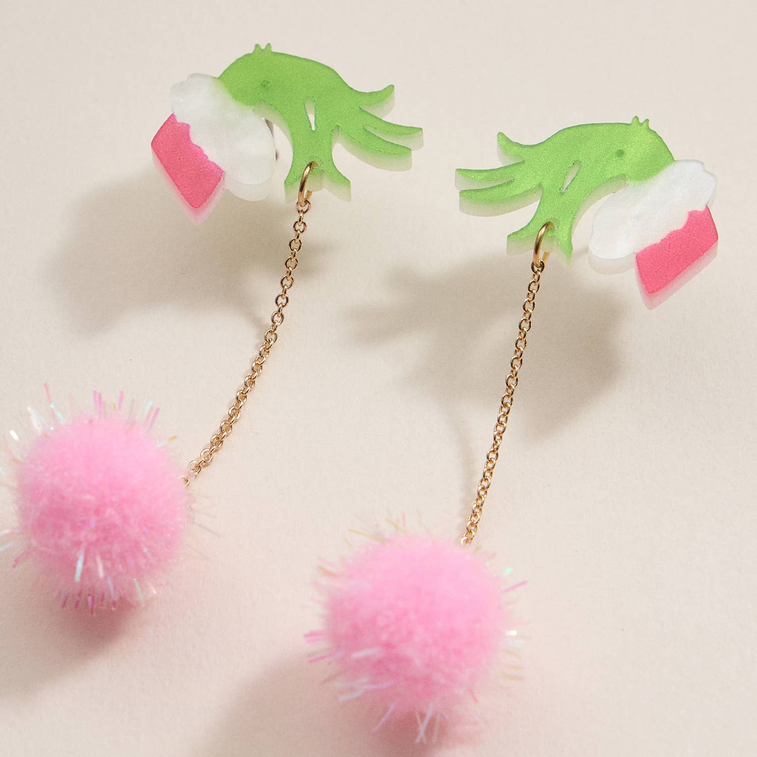 Grinchy Pom Pom Earrings