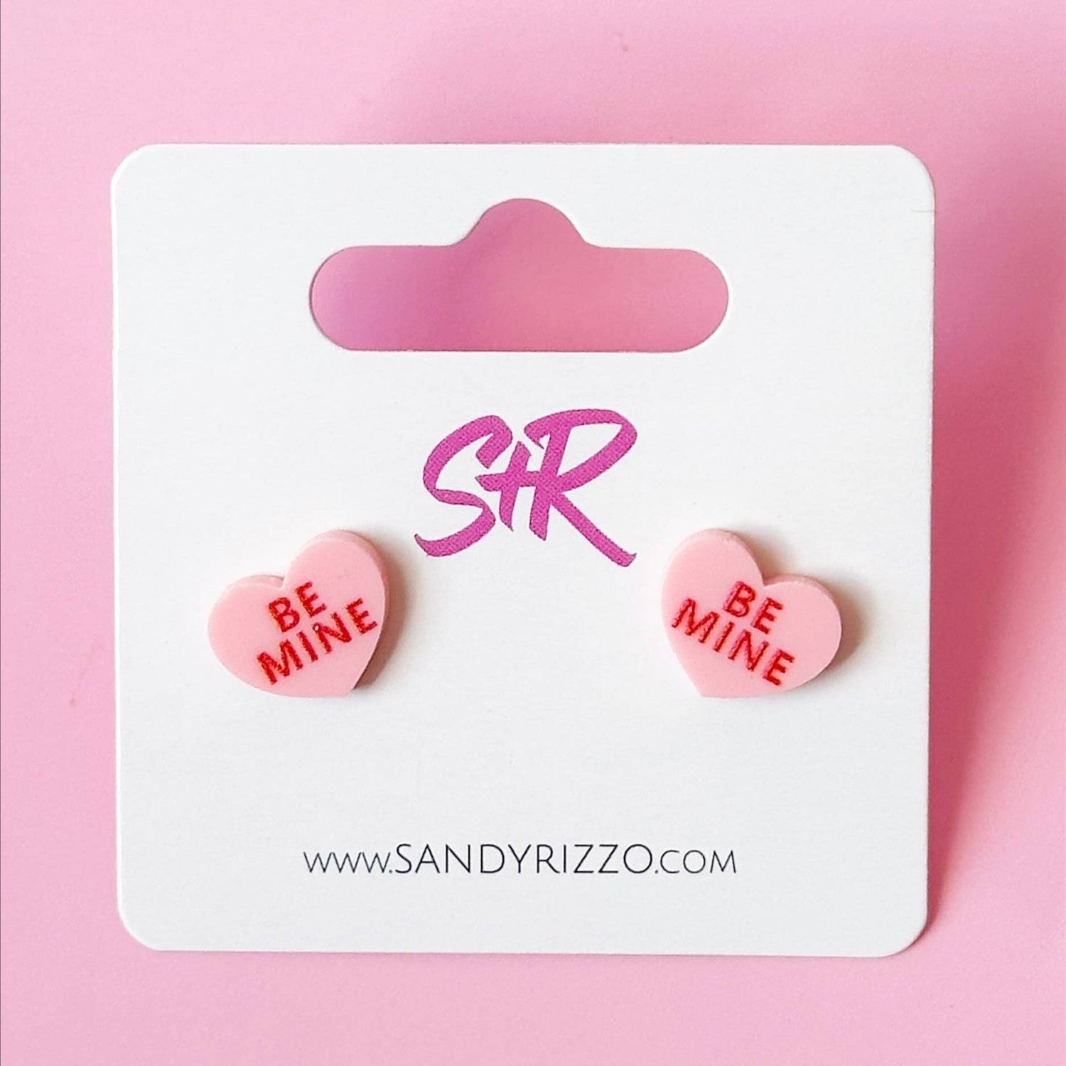 Pink Conversation Heart Stud