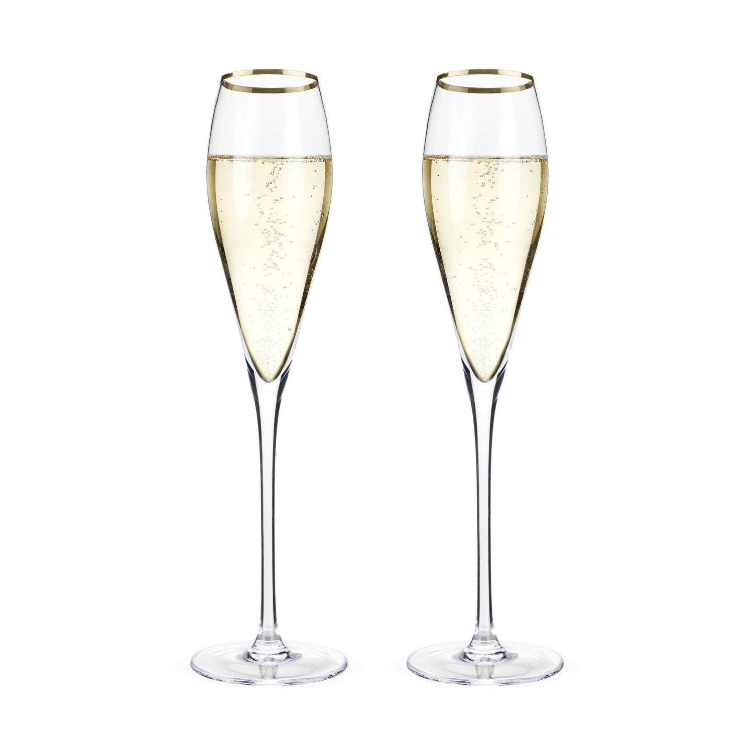 Crystal Gold-Rimmed Champagne Flutes