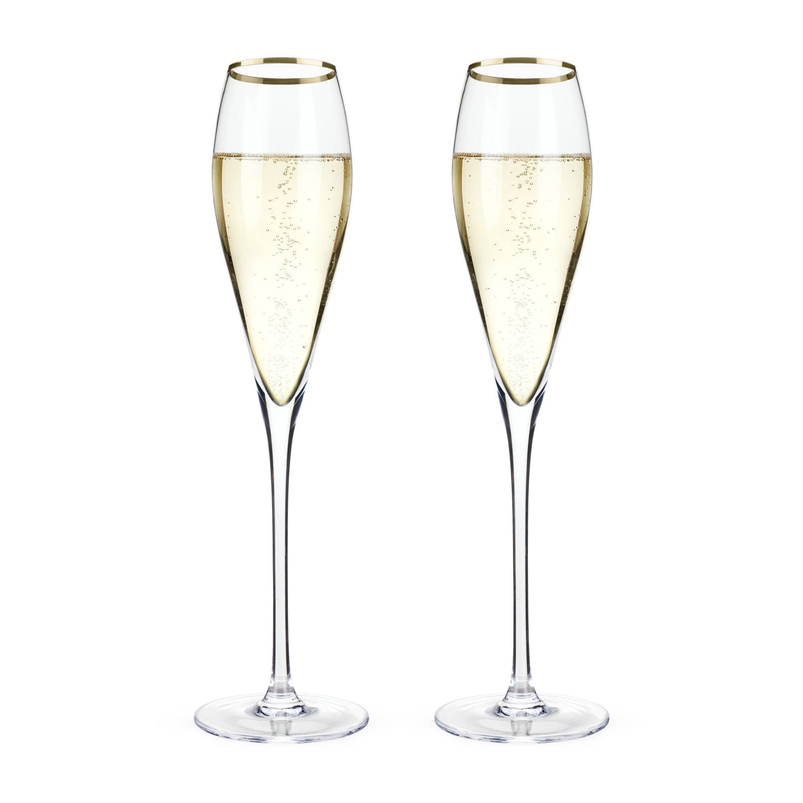 Crystal Gold-Rimmed Champagne Flutes