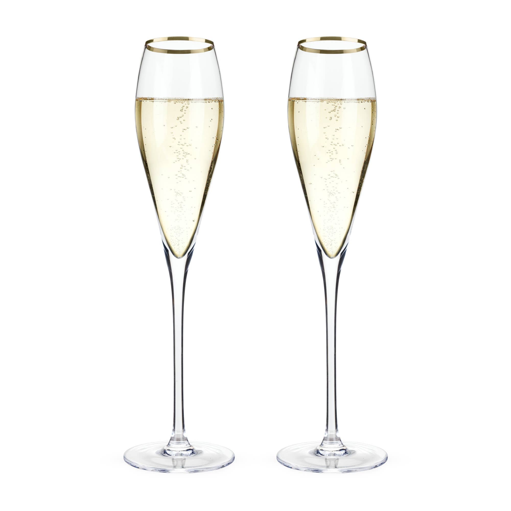 Crystal Gold-Rimmed Champagne Flutes