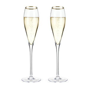 Crystal Gold-Rimmed Champagne Flutes