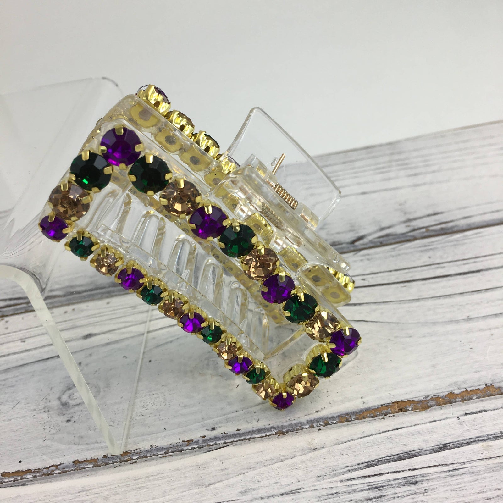 Mardi Gras Stone Claw Clip