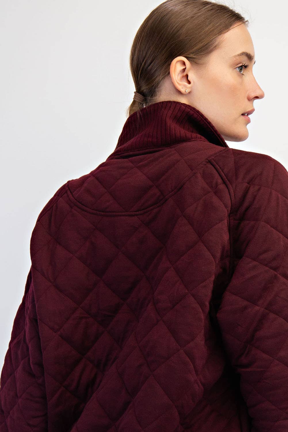 Dk Cherry Quilted 1/4 Snap Pullover