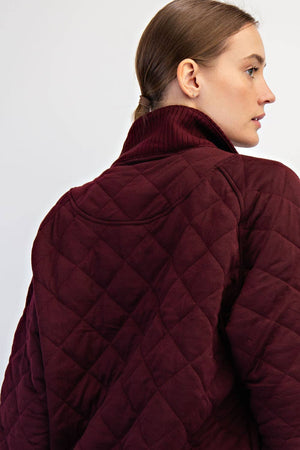 Dk Cherry Quilted 1/4 Snap Pullover