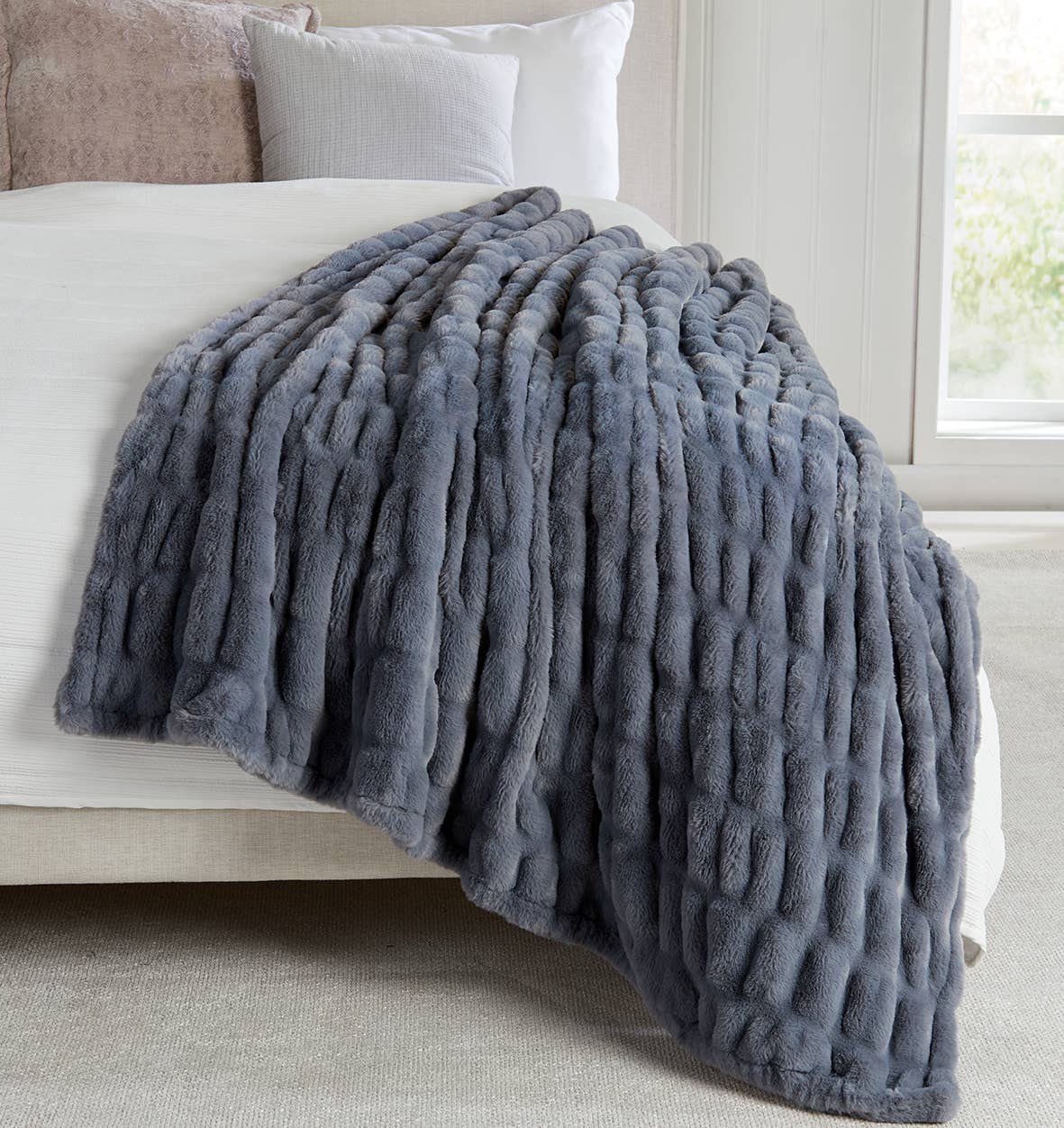 Grey Lux Heavyweight Ruched Throw