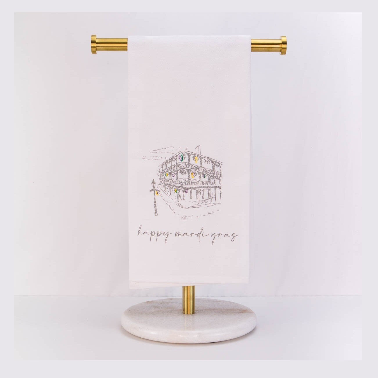 Happy Mardi Gras Flour Sack Hand Towel