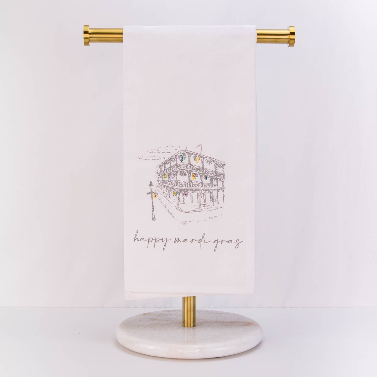 Happy Mardi Gras Flour Sack Hand Towel