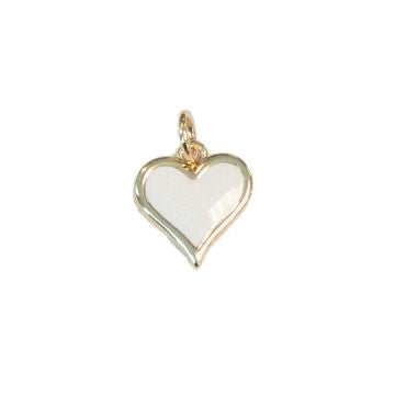 White Enamel Heart Charm