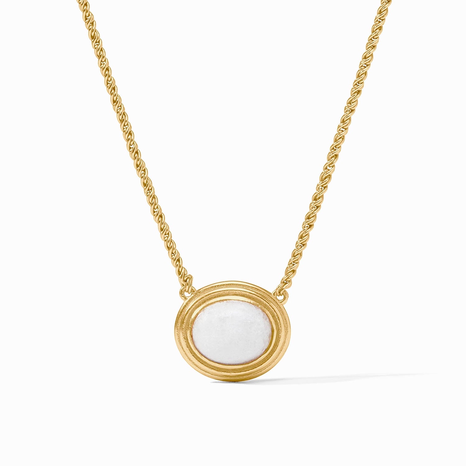 Portofino Solitaire Necklace / White Jade