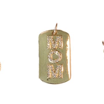 Gold MOM Dog Tag Charm