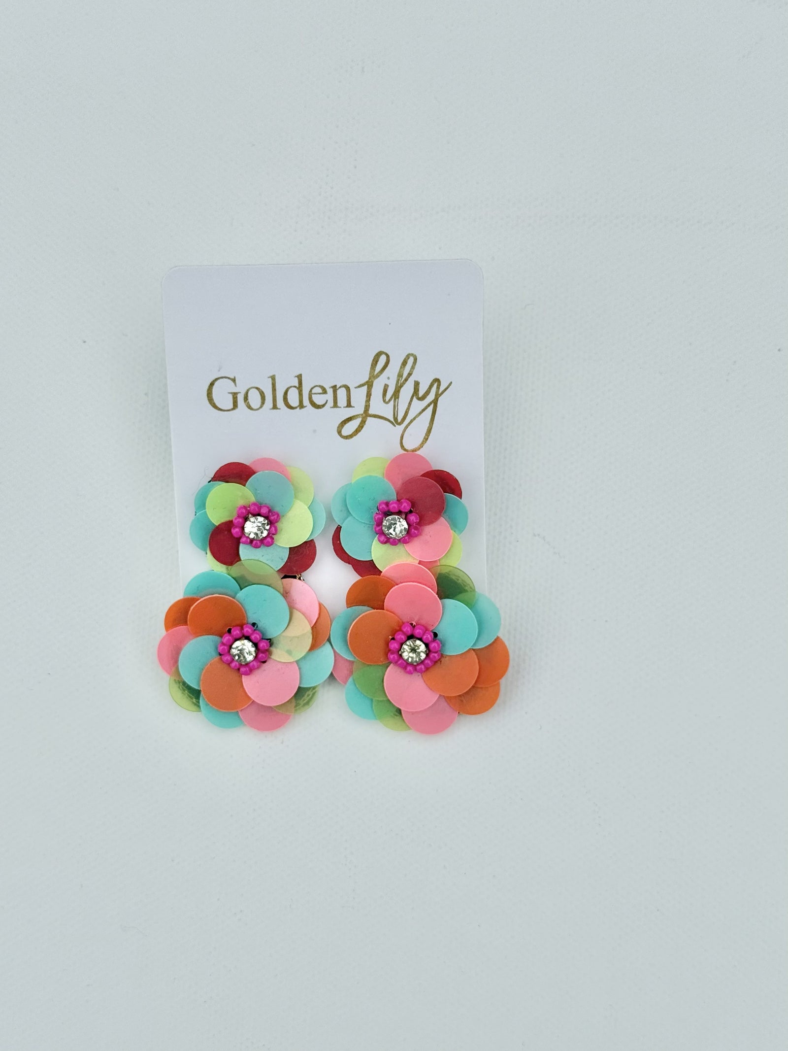 Bright Sequin Flower Earrings