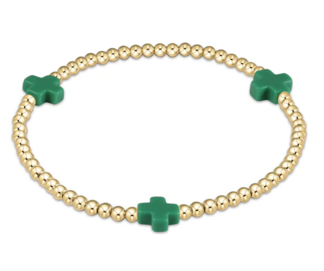 Cross Gold Bead 3mm Bracelet