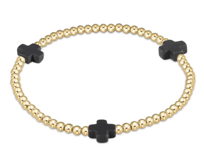 Cross Gold Bead 3mm Bracelet
