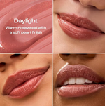 Lipstick shade 'Daylight' with close-up on lips and texture swatch.