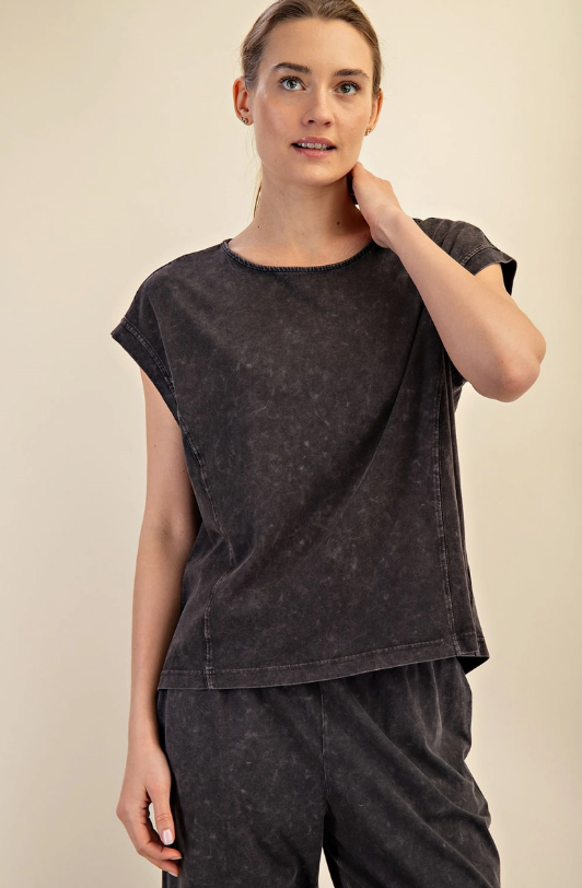 Black Mineral Washed Top