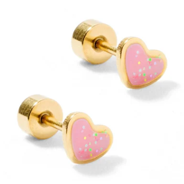 Screwback Stud - Nora Heart- Pink