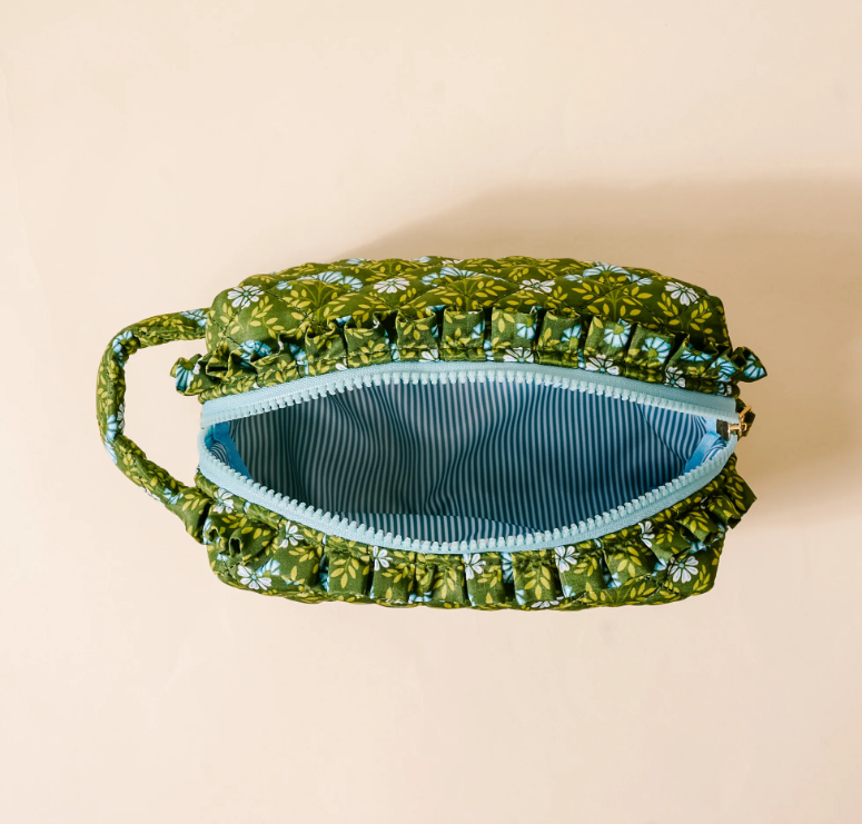 Quilted Cosmetic Pouch- Forest Green