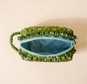 Quilted Cosmetic Pouch- Forest Green