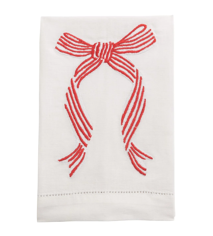 Stripe Bow Embroidered Towel