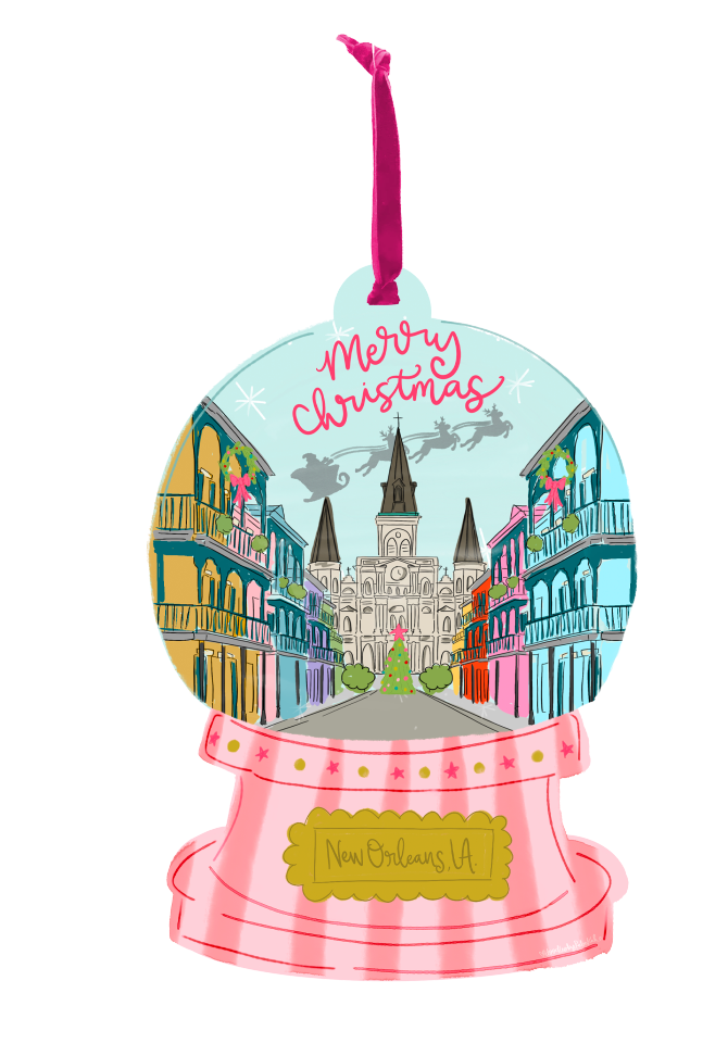 NOLA Globe Ornament Wood