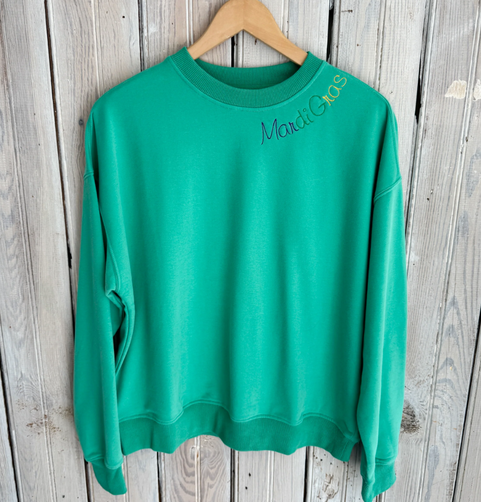 Mardi Gras Collar Green Sweatshirt