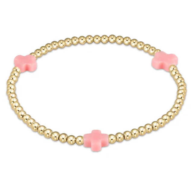 Cross Gold Bead 3mm Bracelet
