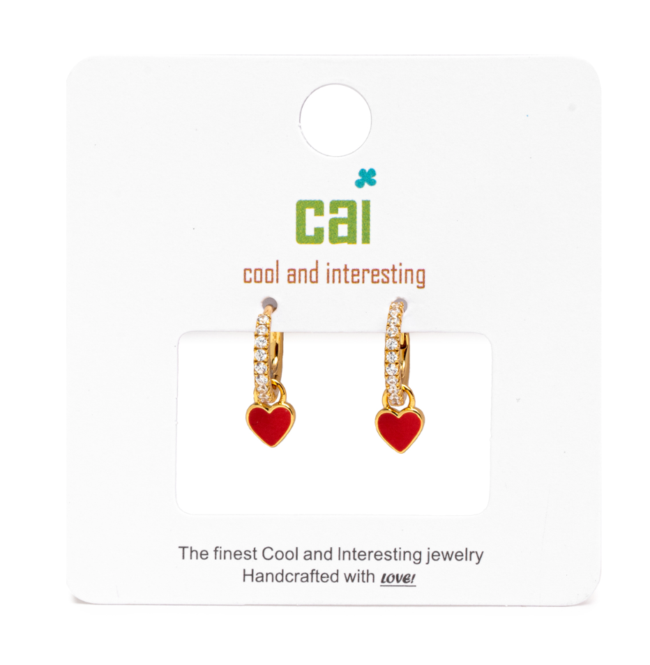 Gold CZ Dangle Heart You Are Loved Huggie Earrings