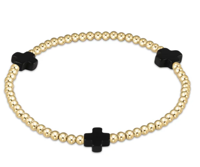 Cross Gold Bead 3mm Bracelet