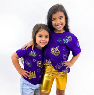 Toddler Short Sleeve Purple Crown Pullover