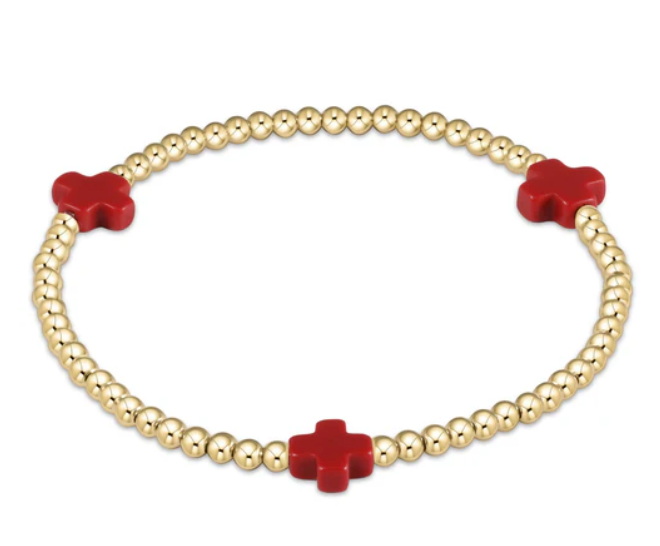 Cross Gold Bead 3mm Bracelet