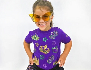 Toddler Short Sleeve Purple Crown Pullover